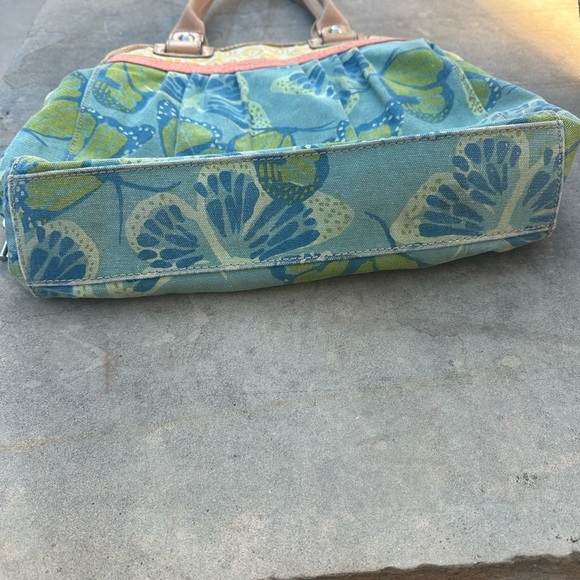 Fossil Canvas Leather Butterfly Floral Large Shoulder Tote Bag Hippie Boho READ - Picture 3 of 14